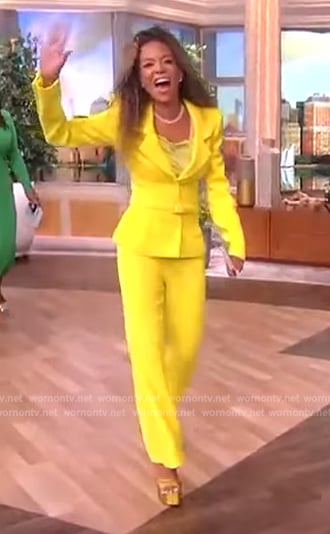 Sunny’s yellow belted blazer on The View