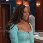 Talia’s blue crochet cropped sweater on Days of our Lives