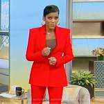 Tamron’s red blazer and pants on Tamron Hall Show