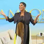 Tamron’s pleated colorblock dress on Tamron Hall Show