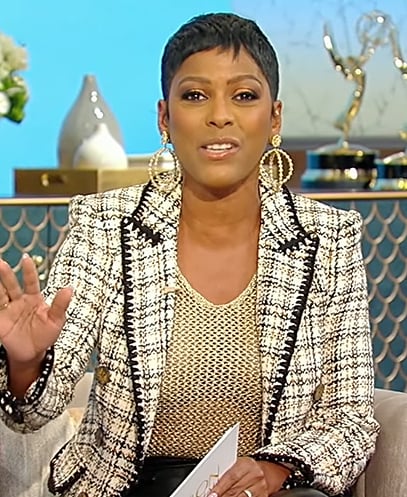 Tamron’s tweed blazer on Tamron Hall Show