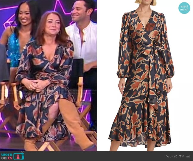 Tanya Taylor Blaire Floral Wrap Dress worn by Alyson Hannigan on Good Morning America