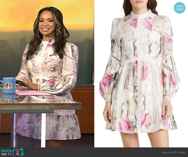 Ted Baker Fleurz Floral Print Long Sleeve Linen Dress worn by Adelle Caballero on Today