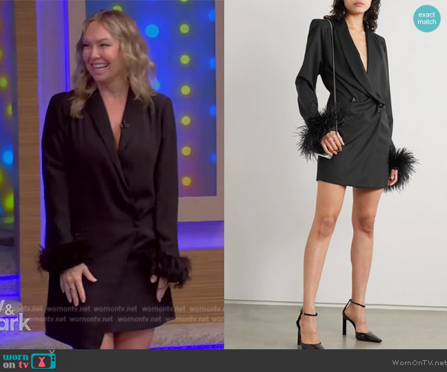 The Attico Feather Cuff Mini Blazer Dress worn by Kym Herjavec on Live with Kelly and Mark