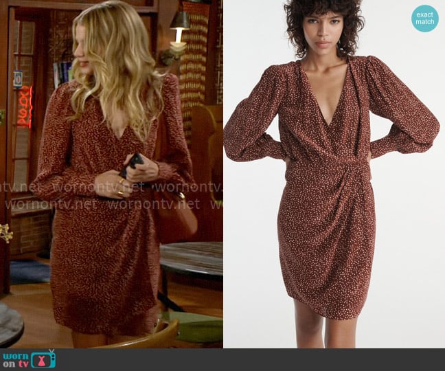 The Kooples Burgundy short dress with puffed sleeves