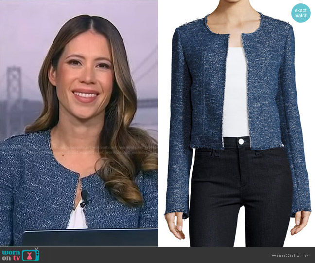 Theory Ualana Indigo Tweed Jacket worn by Deirdre Bosa on NBC News Daily