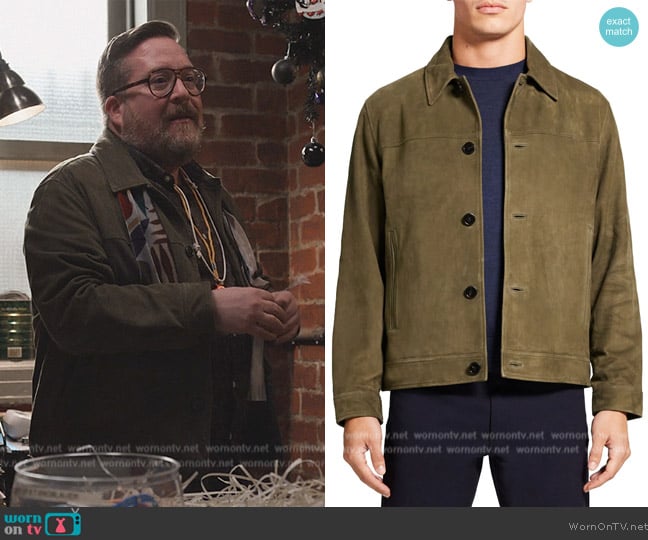 Theory Amos Suede Trucker Jacket worn by Michael Cyril Creighton (Michael Cyril Creighton) on Only Murders in the Building