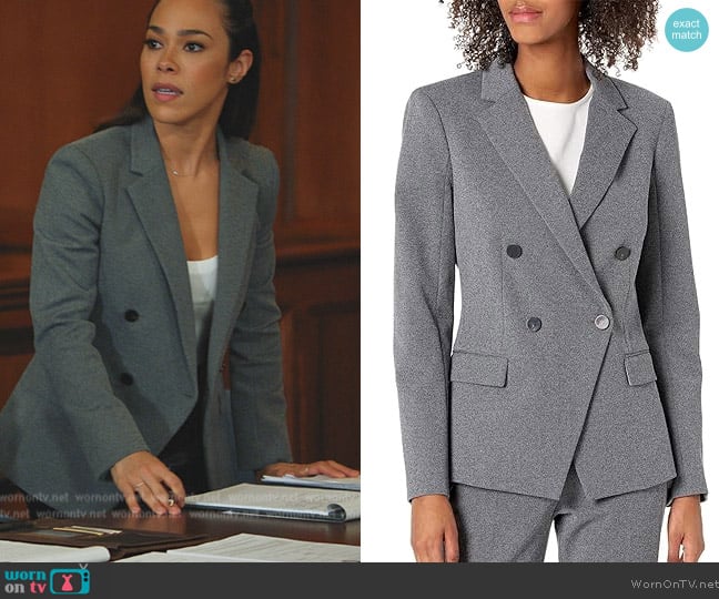 Theory Melange Angled Blazer worn by Emily Lopez (Jessica Camacho) on All Rise