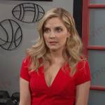 Theresa’s red v-neck flare dress on Days of our Lives