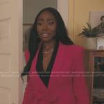 Tierra’s pink tie waist blazer on The Chi