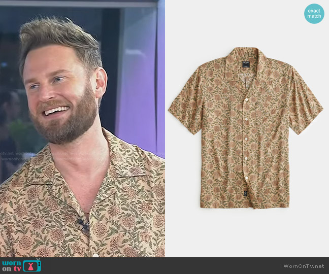 Todd Snyder Floral Camp Collar Shirt in Tan worn by Bobby Berk on Today