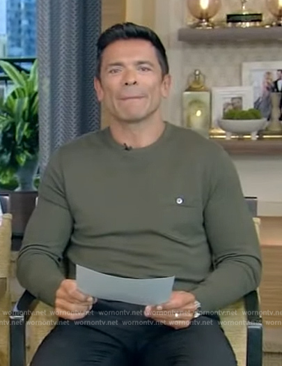 Mark's green pocket tee on Live with Kelly and Mark