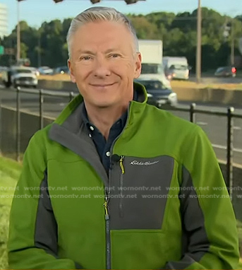 Tom Costello's green and grey jacket on Today