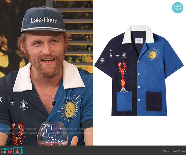 Tombolo Rocket Lobster Cabana Shirt worn by Wyatt Russell on Access Hollywood