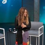 Tori Nishino’s colorblock pants on Access Hollywood