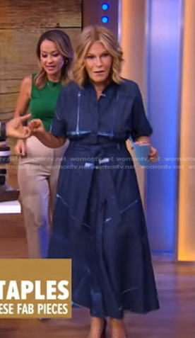 Tory Johnson's blue plaid denim dress on Good Morning America