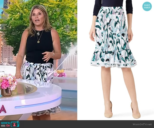 Tory Burch Printed Ruffle Skirt worn by Jenna Bush Hager on Today