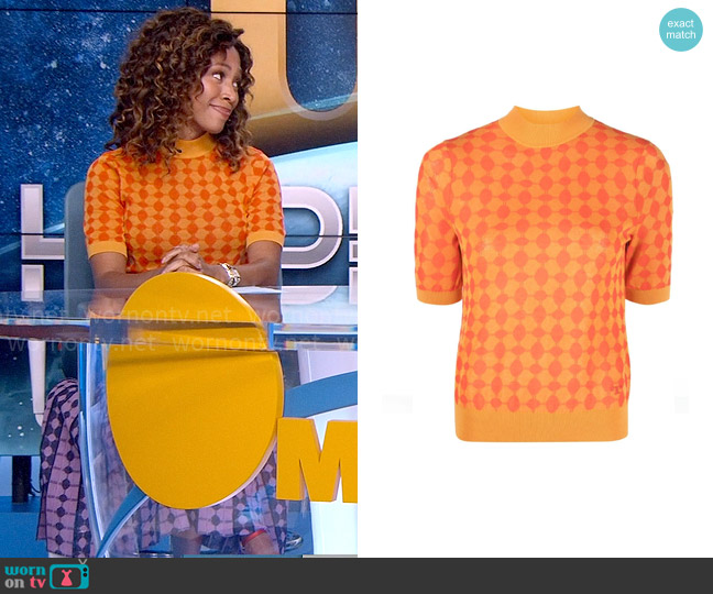 Tory Burch Geometric-print short-sleeve jumper worn by Christina Hunter (Nicole Beharie) on The Morning Show