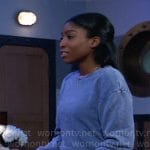 Trina’s blue drawstring sweatshirt on General Hospital