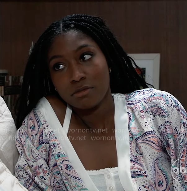 Trina's paisley print robe on General Hospital