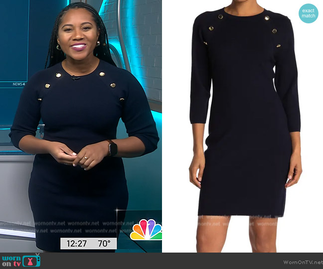 WornOnTV: Kay’s navy button detail dress on NBC News Daily | Kay Angrum ...