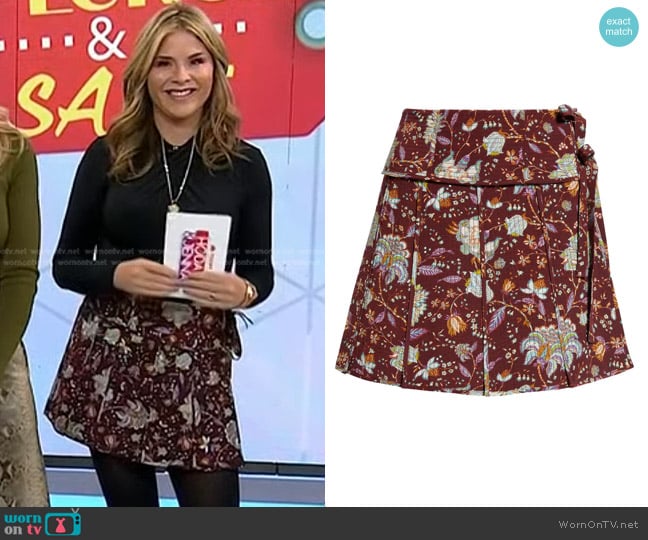 Ulla Johnson Dimi Floral Silk Skirt in Heliotrope worn by Jenna Bush Hager on Today