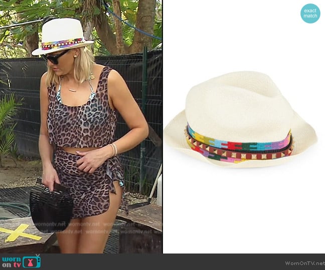 Rockstud Trilby Hat by Valentino Garavani worn by Gina Kirschenheiter on The Real Housewives of Orange County