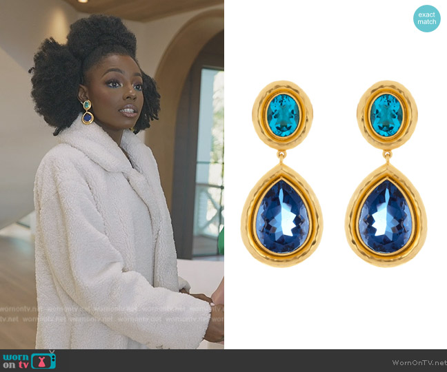 Valere Santorini Earrings Topaz Quartz & Sapphire Quartz worn by Venita Aspen on Southern Charm