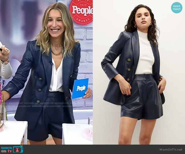 WornOnTV: Andrea’s navy leather blazer and shorts on Today | Clothes ...