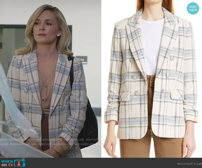 Veronica Beard Beacon Plaid Cotton Blend Jacket worn by Amy Quinn (Lindsey Gort) on All Rise