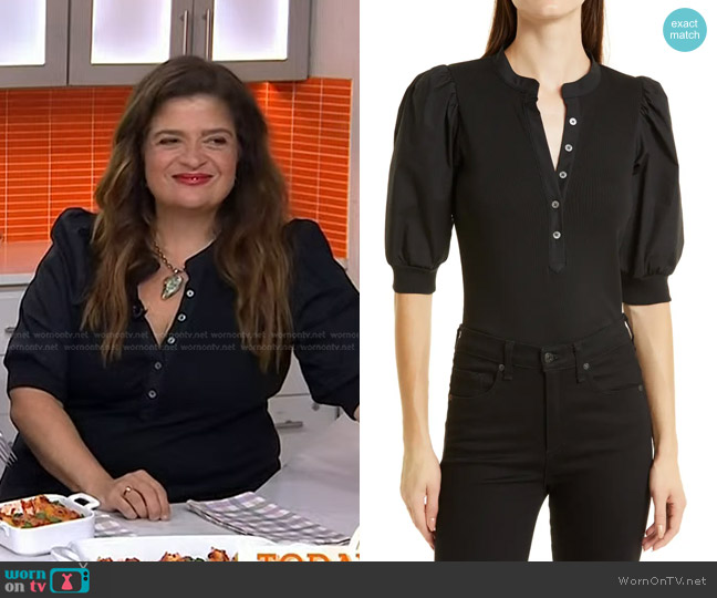 Veronica Beard Coralee Puff-Sleeve Top worn by Alex Guarnaschelli on Today