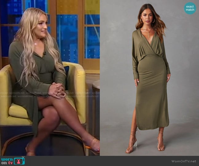 Vici Kairo Draped Maxi Dress in Jungle Green worn by Jamie Lynn Spears on Good Morning America