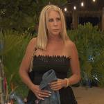 Vicki’s black guipuri lace mini dress on The Real Housewives of Orange County