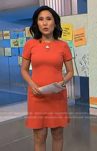 Vicky's orange ruffle hem mini dress on NBC News Daily