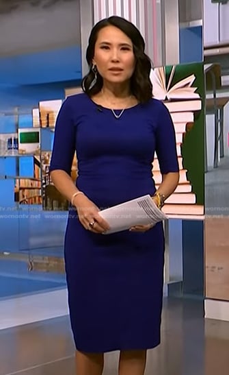 Vicky’s blue elbow sleeve sheath dress on NBC News Daily