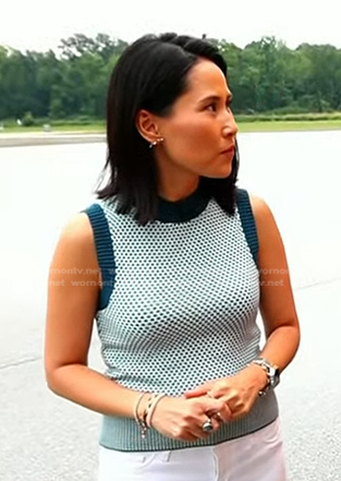 Vicky’s blue textured vest on Today