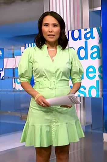 Vicky's green belted mini dress on NBC News Daily