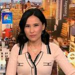 Vicky’s ivory contrast trim ribbed dress on NBC News Daily