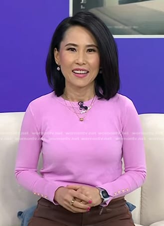 Vicky’s pink button cuff sweater on Today