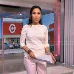 Vicky’s white striped studded shoulder sweater and pink pants on NBC News Daily