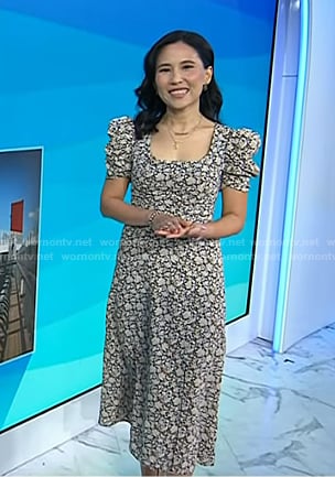 Vicky's black floral puff sleeve dress on Today