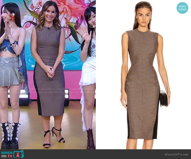 Victoria Beckham Sleeveless Darted Midi Dress worn by Rebecca Jarvis on Good Morning America