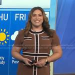 Violeta’s brown contrast paneled dress on NBC News Daily