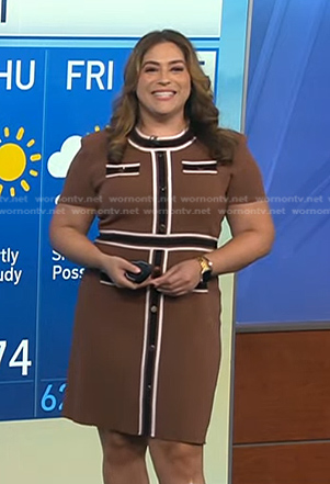 Violeta's brown contrast paneled dress on NBC News Daily