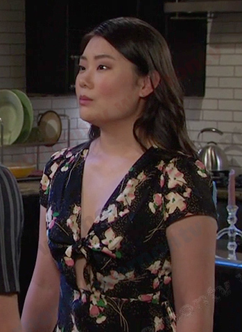 Wendy's black floral cutout dress on Days of our Lives