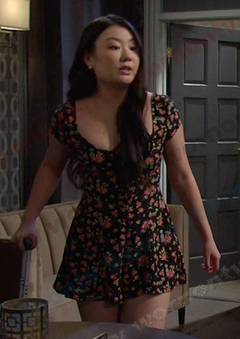 Wendy's black floral romper on Days of our Lives