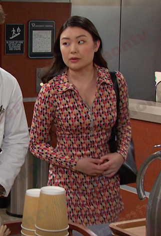 Wendy's multicolor zip front dress on Days of our Lives
