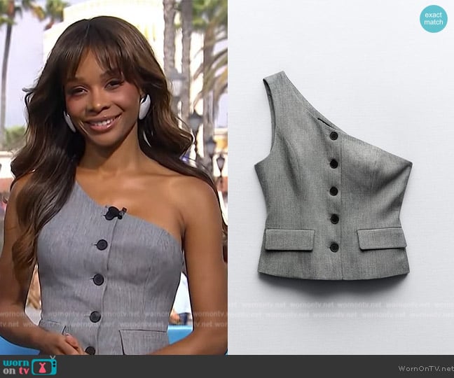 Zara Asymmetric Vest worn by Zuri Hall on Access Hollywood