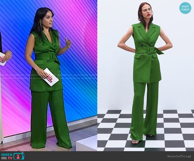 WornOnTV: Donna’s green belted vest and pants on Today | Donna Farizan ...