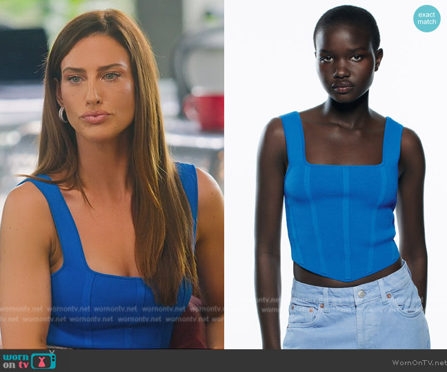 WornOnTV: Polly's blue corset top on Selling the OC, Polly Brindle